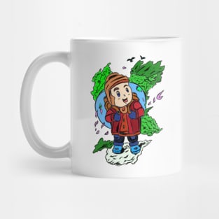 Cute cartoon boy travel colour Mug